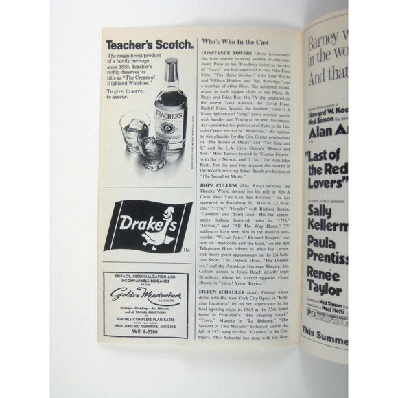 1972 Playgram The King And I Jones Beach Program Constance Towers John Cullum - Picture 5 of 6